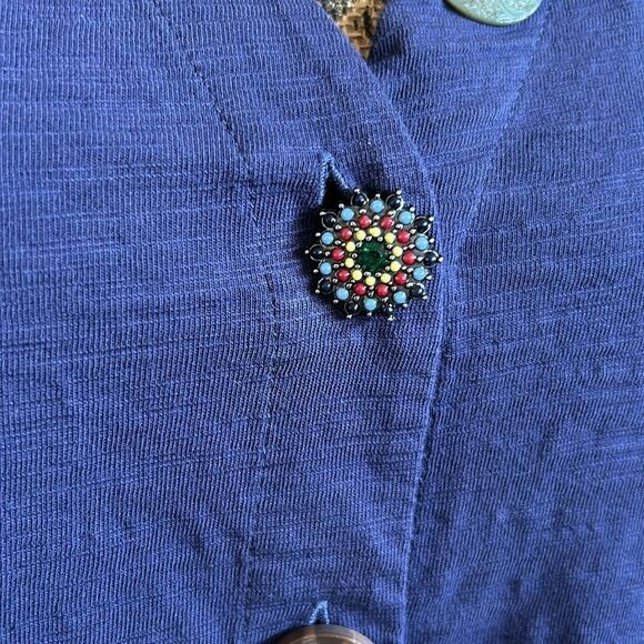 Soft Surroundings Delia Mixed Buttons V-Neck Jersey Lightweight Jacket/Top Sz S - Picture 4 of 10